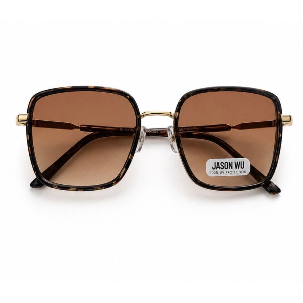 Jason Wu Oversized Square Sunglasses Brown Gold Tortoise Shell Statement NWT